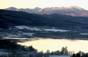 Glen Affric hills from near Shenval B&B in winter 